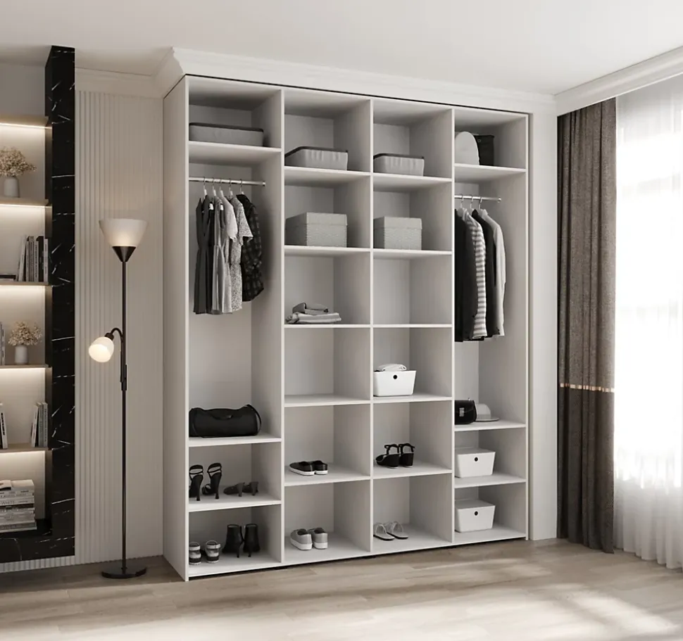 Armoire Como 1 a portes battantes H. 245 x L. 200 x P. 50, 4 portes