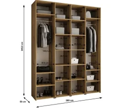 Armoire Como 2 a portes battantes H. 245 x L. 200 x P. 50, 4 portes