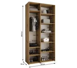 Armoire Como 2 a portes battantes H. 245 x L. 120 x P. 50, 3 portes