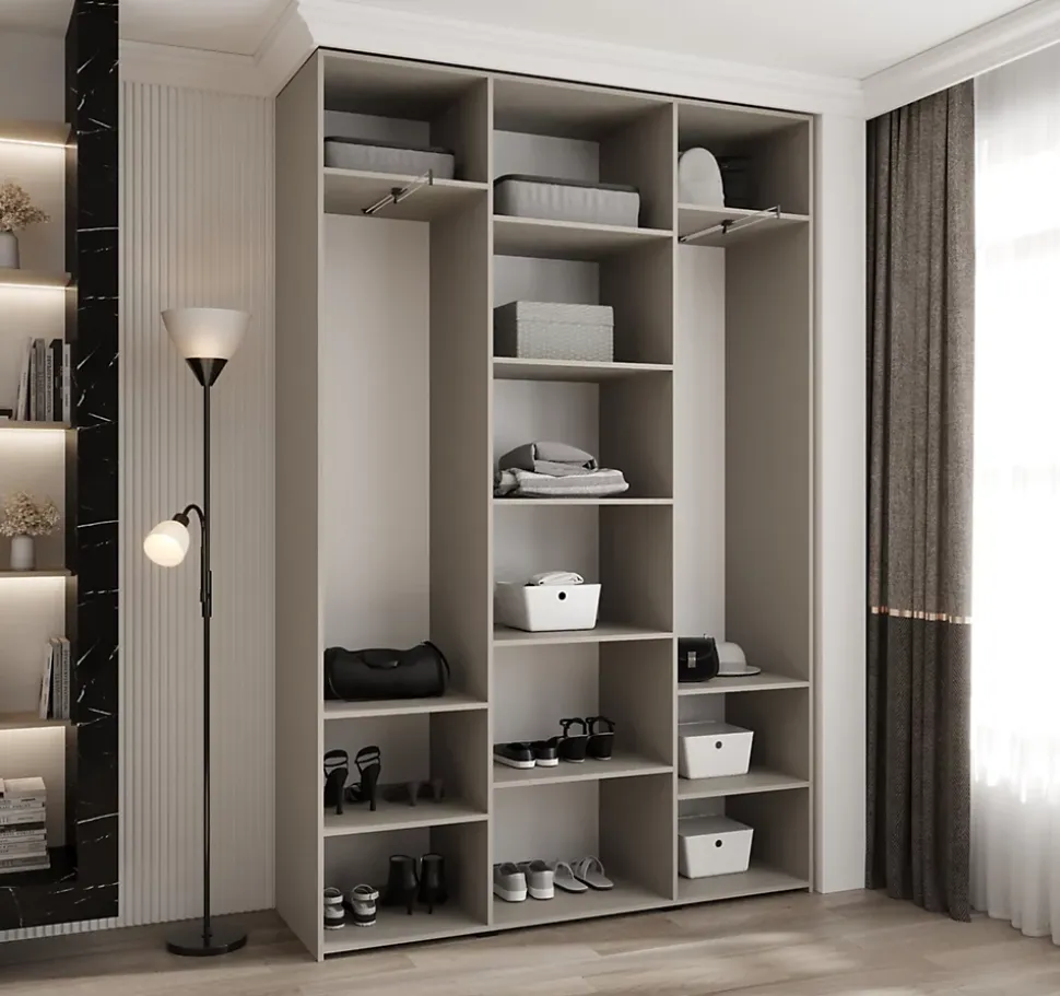 Armoire Como 4 a portes battantes H. 245 x L. 160 x P. 40, 3 portes