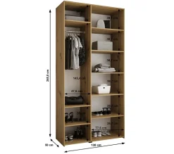 Armoire Como 2 a portes battantes H. 245 x L. 130 x P. 50, 3 portes