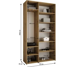 Armoire Como 4 a portes battantes H. 245 x L. 130 x P. 40, 3 portes