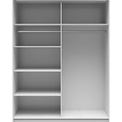 Armoire coulissante avec miroir coloris Blanc brillant - Longueur 153,5 x Profondeur 60 x Hauteur 195,5 cm