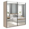 Armoire coulissante Placard avec miroir coloris chêne Sonoma - Longueur 183 x Profondeur 60 x Hauteur 195,5 cm