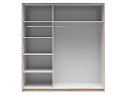 Armoire coulissante Placard avec miroir coloris chêne Sonoma - Longueur 183 x Profondeur 60 x Hauteur 195,5 cm