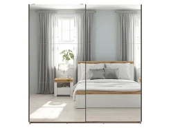 Armoire coulissante Placard avec miroir coloris chêne Sonoma - Longueur 183 x Profondeur 60 x Hauteur 195,5 cm
