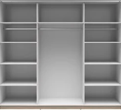 Armoire coulissante Placard avec miroir coloris chêne Sonoma - Longueur 220 x Profondeur 60 x Hauteur 195,5 cm