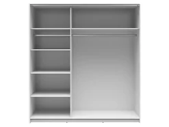 Armoire coulissante Placard avec miroir coloris Blanc brillant - Longueur 183 x Profondeur 60 x Hauteur 195,5 cm