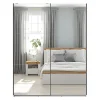 Armoire coulissante Placard avec miroir coloris Blanc brillant - Longueur 153,5 x Profondeur 60 x Hauteur 195,5 cm