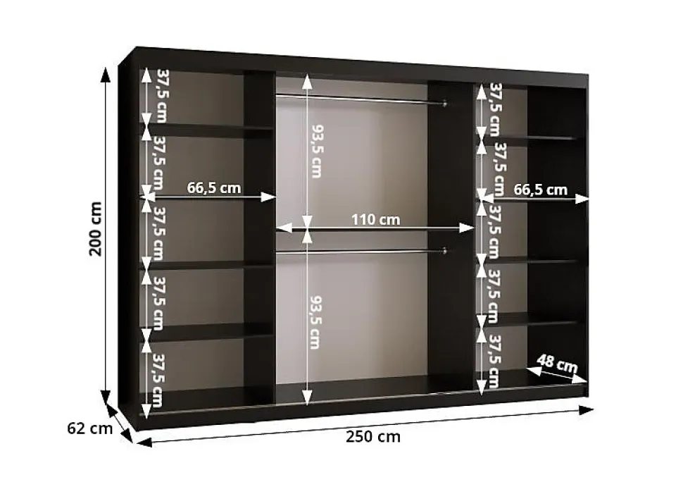 Armoire coulissante Ramiro 2 250, profondeur 62 blanc