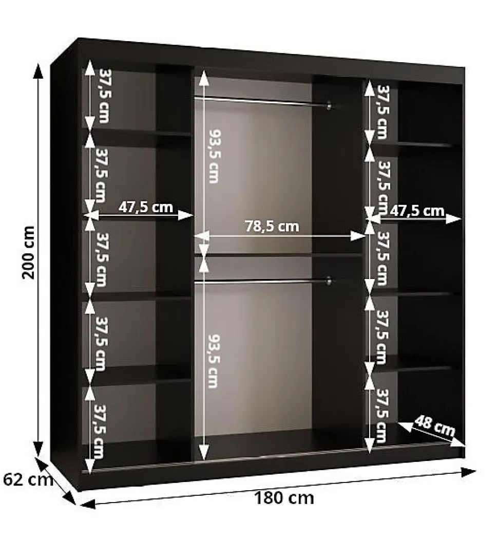 Armoire coulissante Ramiro 1 180, profondeur 62 blanc
