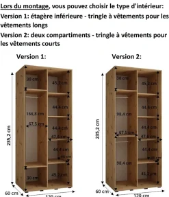 Armoire Dakota 4 a portes coulissantes 120/60/235,2 portes