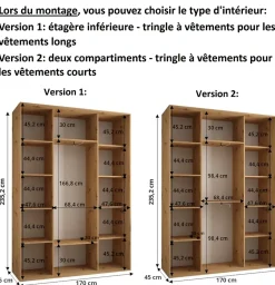 Armoire Dakota 4 a portes coulissantes 170/45/235,3 portes