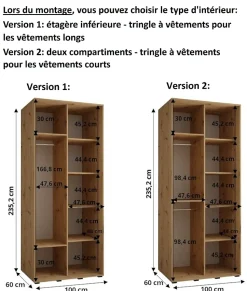 Armoire Dakota 5 a portes coulissantes 100/60/235,2 portes