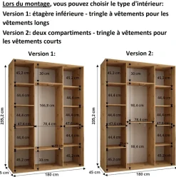 Armoire Dakota 1 a portes coulissantes 180/45/235,3 portes