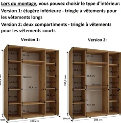 Armoire Dakota 3 a portes coulissantes 200/60/235,3 portes
