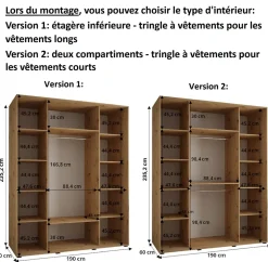 Armoire Dakota 5 a portes coulissantes 190/60/235,3 portes