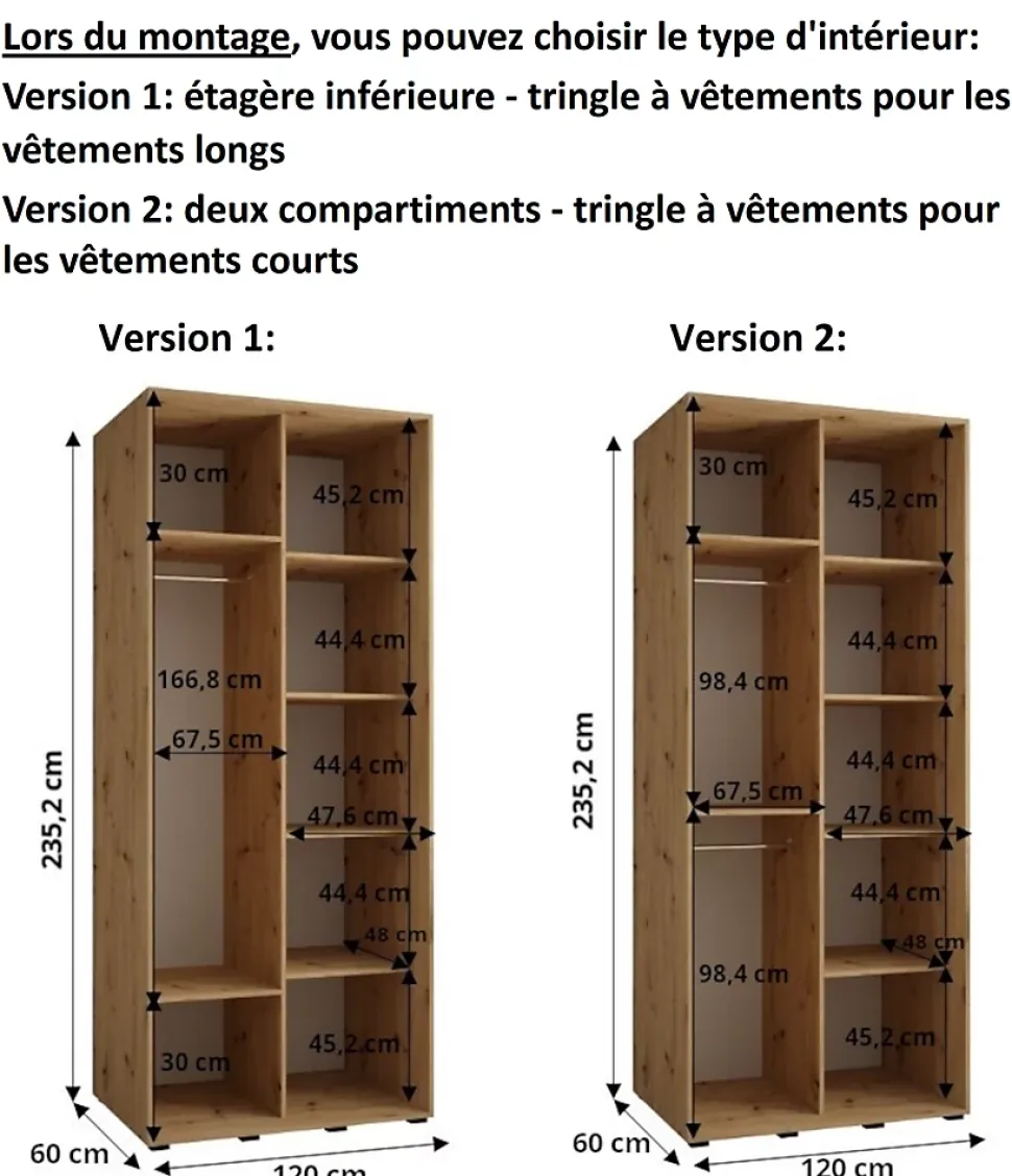 Armoire Dakota 4 a portes coulissantes 120/60/235,2 portes