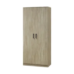 Armoire DALAMAN 2 portes Chene clair Penderie et étagères Style scandinave