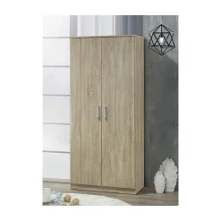 Armoire DALAMAN 2 portes Chene clair Penderie et étagères Style scandinave