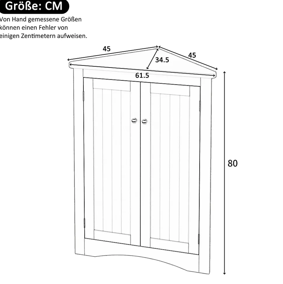 Armoire d'Angle - Meuble de Rangement avec 2 Portes et 3 Étagères pour Gain de Place - MDF Laqué - Blanc