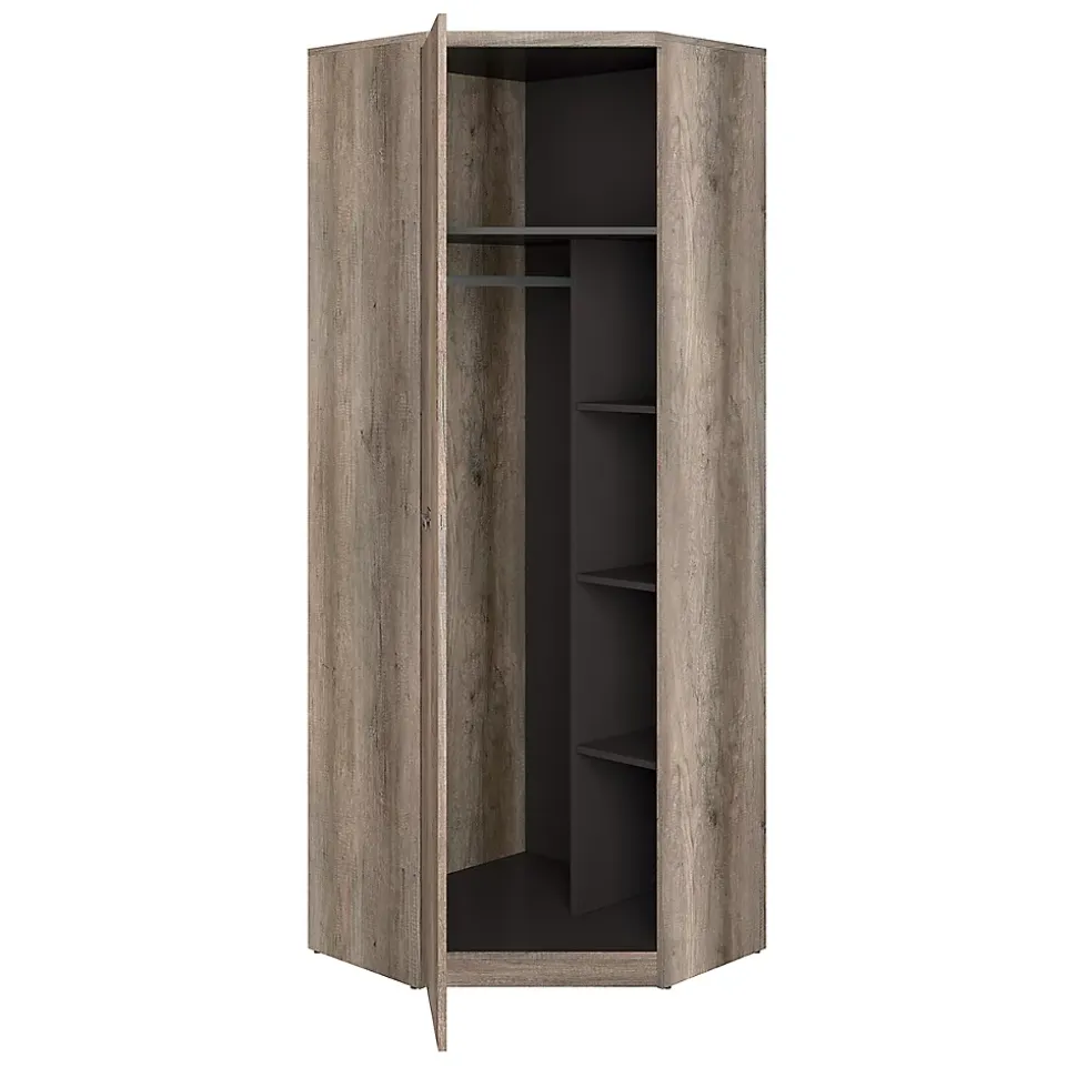 Armoire d'angle 1 porte Abel Bois et Gris
