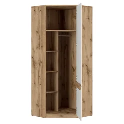 Armoire d'angle 1 porte June Blanc et Bois