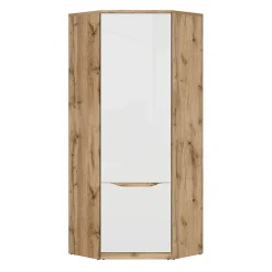 Armoire d'angle 1 porte June Blanc et Bois