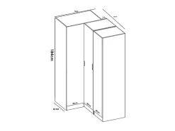 Armoire d'angle 3 portes - L132 cm - Blanc - LISTOWEL