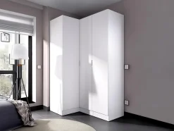 Armoire d'angle 3 portes - L132 cm - Blanc - LISTOWEL