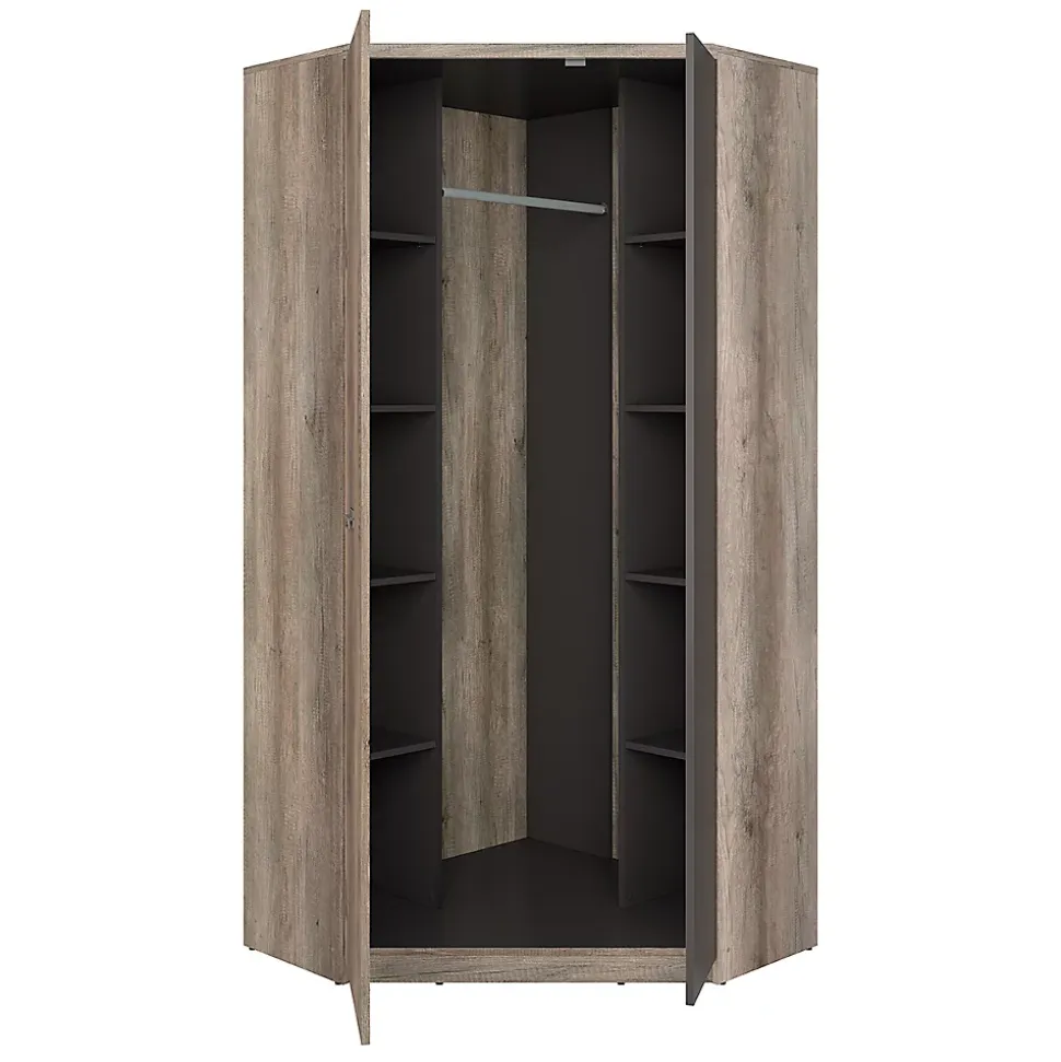 Armoire d'angle 2 portes Abel Bois et Gris