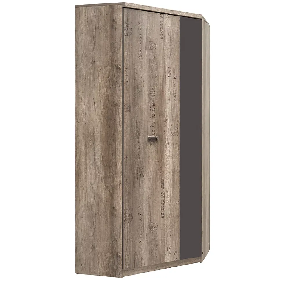 Armoire d'angle 2 portes Abel Bois et Gris