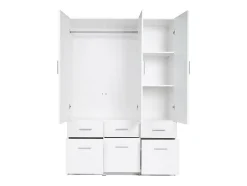 Armoire d'angle 5 portes et 6 tiroirs - L254 cm - Blanc - BELOMY