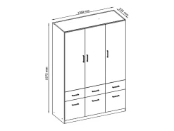 Armoire d'angle 5 portes et 6 tiroirs - L254 cm - Blanc - BELOMY