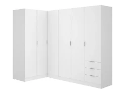 Armoire d'angle 6 portes et 3 tiroirs - L213 cm - Blanc - LISTOWEL