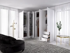 Armoire d'angle 6 portes et 3 tiroirs - L213 cm - Blanc - LISTOWEL