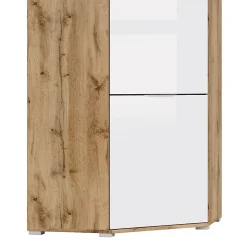 Armoire d'angle 2 portes Selma Blanc et Bois