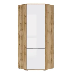 Armoire d'angle 2 portes Selma Blanc et Bois