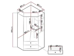 Armoire d'angle Almira 101, Nombre d'étagères: 3, 191x87x87cm