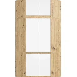 Armoire d'angle avec surmeuble AKORD S100 Chêne Artisan 100 cm 6 portes façade Blanche 100x50x235 cm