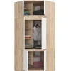 Armoire d'angle avec surmeuble AKORD S100 Chêne Sonoma 100 cm 6 portes façade Blanche 100x50x235 cm