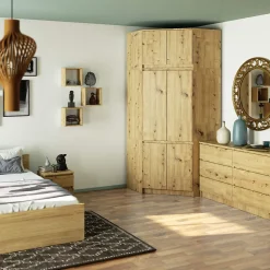 Armoire d'angle avec surmeuble AKORD S100 Chêne Artisan 100 cm 6 portes 100x50x235 cm