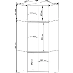 Armoire d'angle avec surmeuble AKORD S100 Gris Graphite 100 cm 6 portes 100x50x235 cm