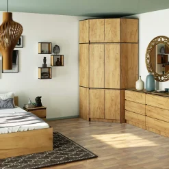 Armoire d'angle avec surmeuble AKORD S100 Chêne Craft 100 cm 6 portes 100x50x235 cm