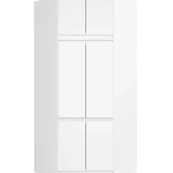 Armoire d'angle avec surmeuble AKORD S100 Blanche 100 cm 6 portes façade Blanche 100x50x235 cm