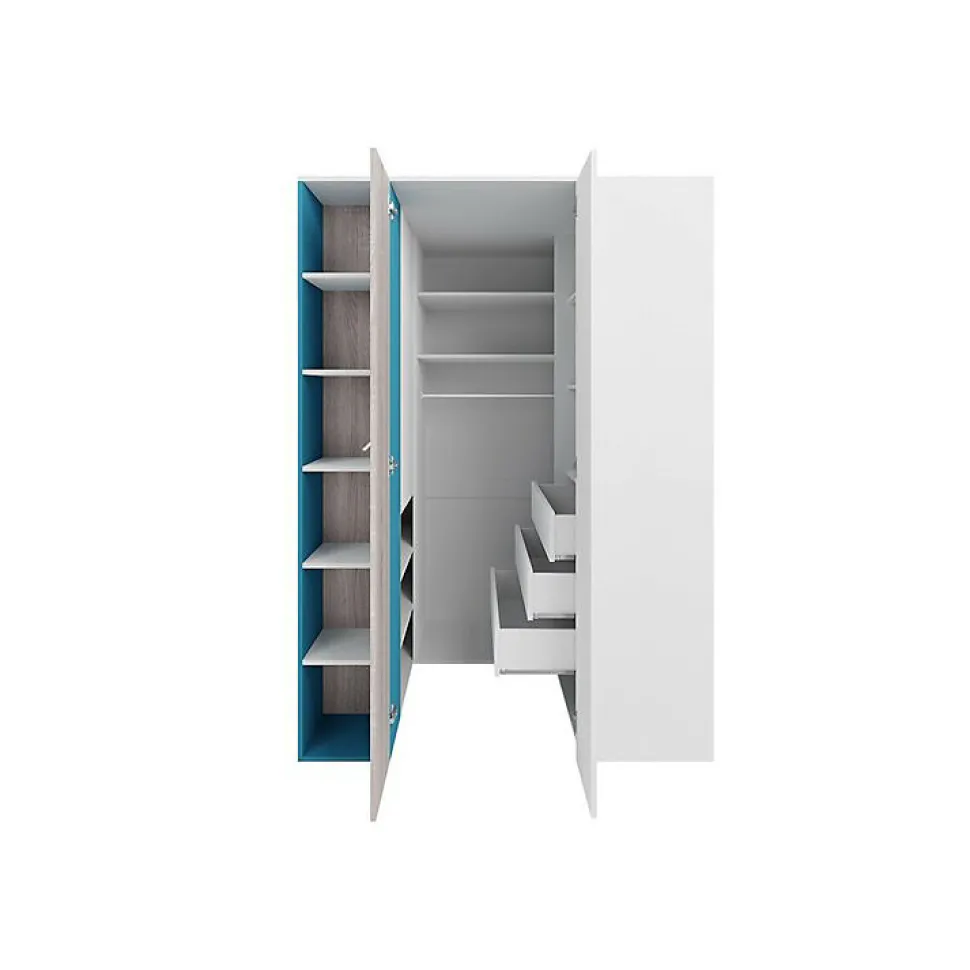 Armoire d'angle Camteso 113, Nombre d'étagères: 12, 190x135x135cm