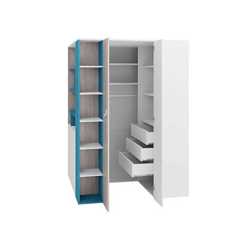 Armoire d'angle Camteso 113, Nombre d'étagères: 12, 190x135x135cm