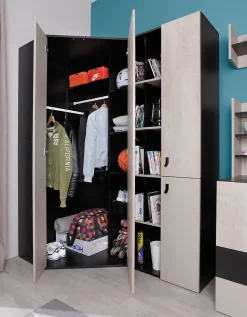 Armoire d'angle Camteso 100, Nombre d'étagères: 5, 190x90x90cm