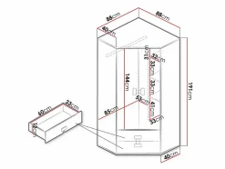 Armoire d'angle Florevi 114, Nombre d'étagères: 3, 191x88x88cm