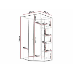 Armoire d'angle Tesmonu 101, Nombre d'étagères: 5, 190x90x90cm